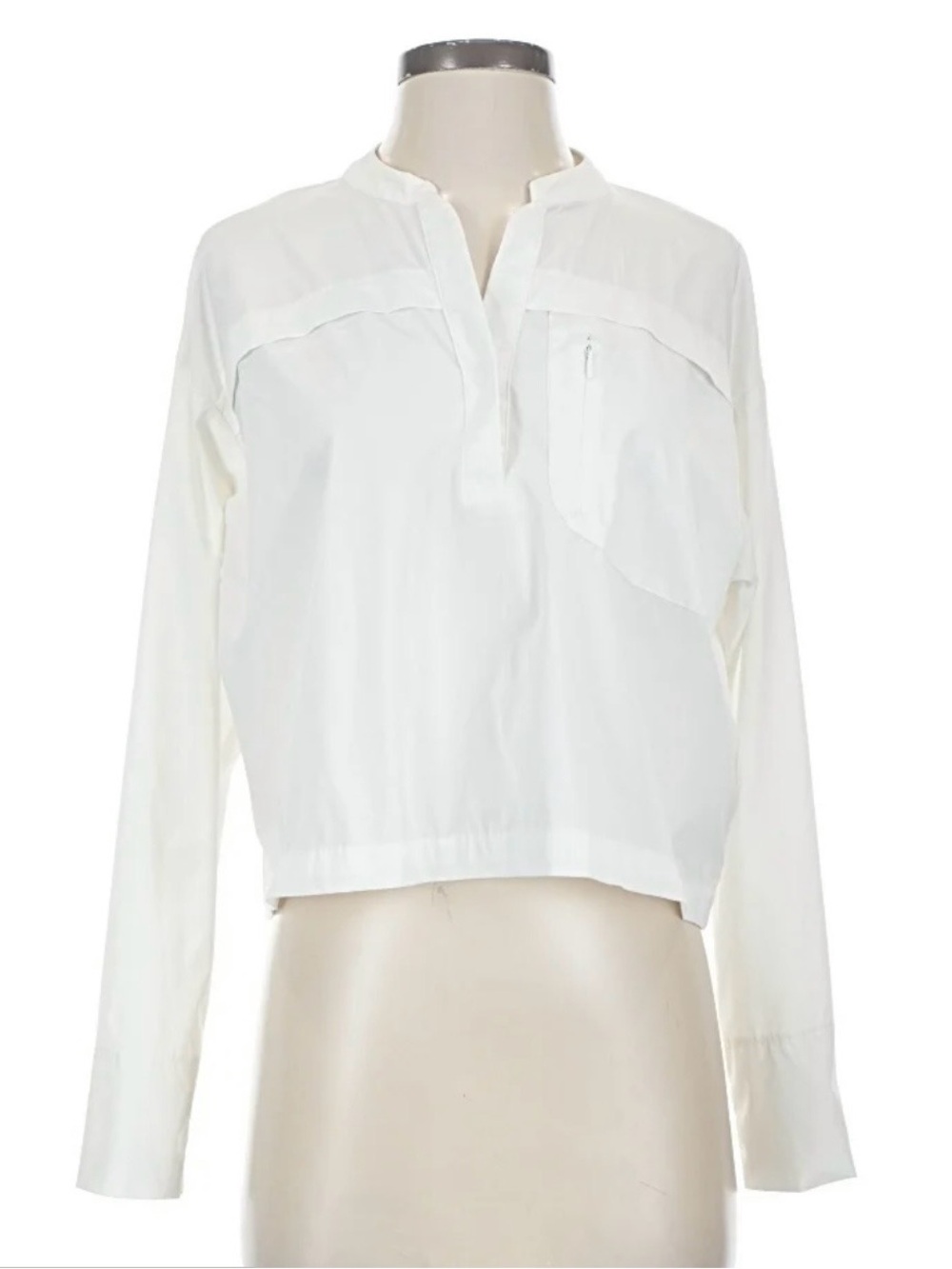 Women's FLX White Long-Sleeve Split-Neck Top